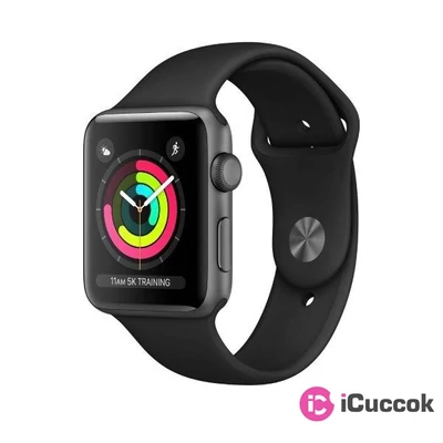 Apple Watch S3 42mm asztroszürke alumíniumtok, fekete sportszíjas okosóra