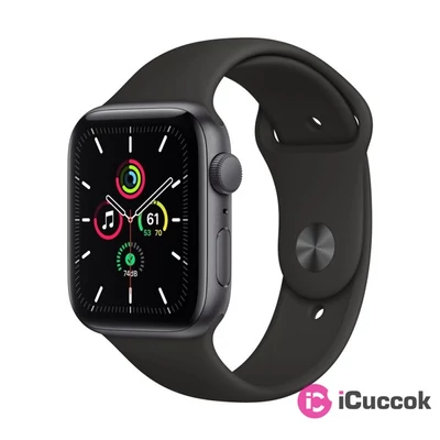 Apple Watch SE GPS-es 44mm asztroszürke alumíniumtok fekete sportszíjas okosóra