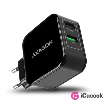 Axagon ACU-QC5 QC3.0 + 2.6A fekete fali töltő
