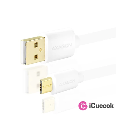 Axagon BUMM-AM10QW USB 2.0 A - micro USB 2.0 B 1 m fehér kábel