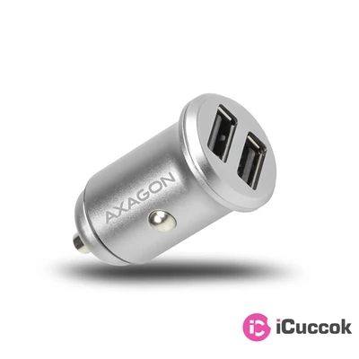 Axagon PWC-5V4 2.4A + 2.4A ezüst autós töltő