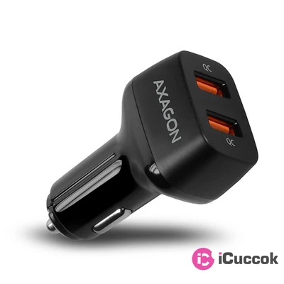 Axagon PWC-DQC 2x QC3.0 fekete autós töltő