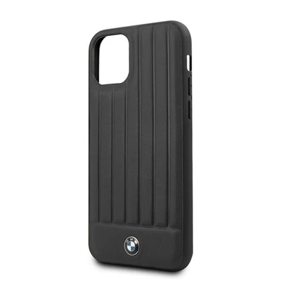 BMW iPhone 11 csíkos fekete kemény bőrtok