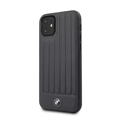 BMW iPhone 11 csíkos kék kemény bőrtok