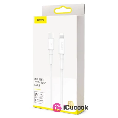 Baseus 1m Lightning mini > USB Type-C PD 18W fehér töltő és adatkábel