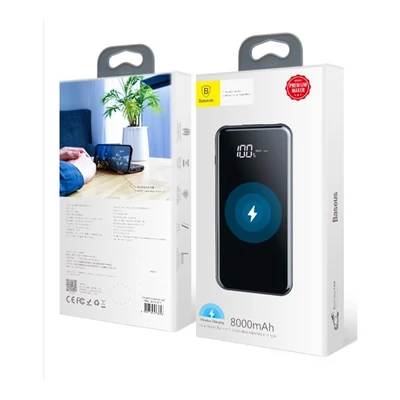 Baseus Qi 8000mAh vezeték nélküli fekete power bank