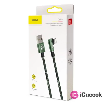 Baseus Camouflage 1,5A 2m Lightning > USB zöld kábel