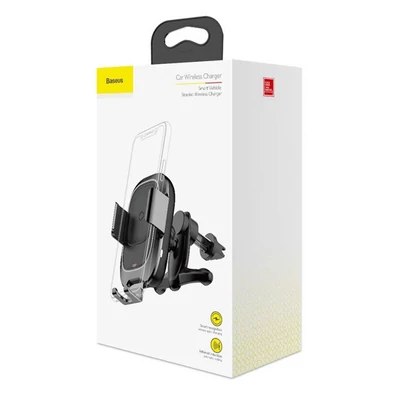 Baseus Car Mount 4-6,5" vezeték nélküli szellőzőrácsba rögzíthető fekete autós Qi töltő és telefontartó