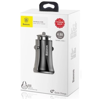 Baseus Gentleman 5V/4,8A dual USB fekete autós töltő