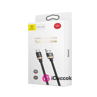 Baseus Golden Belt Series 3A 1m USB 3.0 - USB Type-C fekete-arany kábel