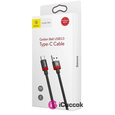 Baseus Golden Belt Series 3A 1m USB 3.0 - USB Type-C fekete-piros kábel