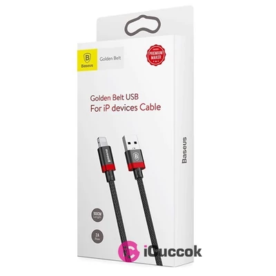 Baseus Golden Belt Series 2A 1,5m Lightning > USB fekete-piros kábel