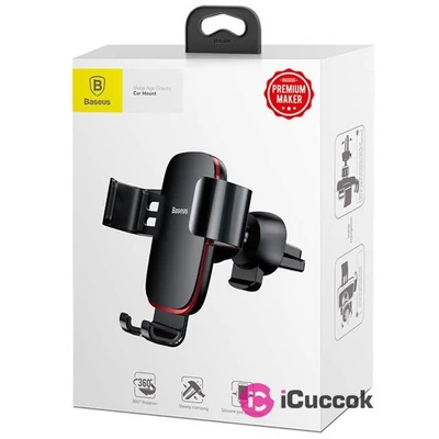 Baseus Metal Age Gravity 4-6" univerzális szellőzőrácsba rögzíthető fekete autós telefon tartó