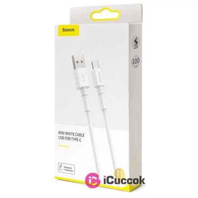 Baseus Mini 3A 1m fehér USB Type-C kábel