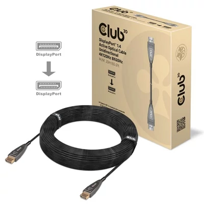 CLUB3D Displayport 1.4 4K120Hz 8K60Hz 20m aktív optikai kábel