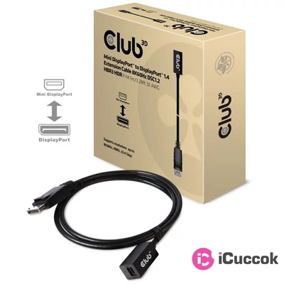 CLUB3D Mini Displayport - Displayport 1.4 HBR3 8K60Hz 1m extension kábel