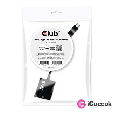 CLUB3D USB 3.1 Type C - HDMI 2.0 UHD 4K 60Hz adapter