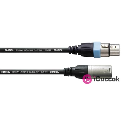 Cordial CCM 0.5 FM Microphone 0,5m fekete XLR anya - XLR apa kábel