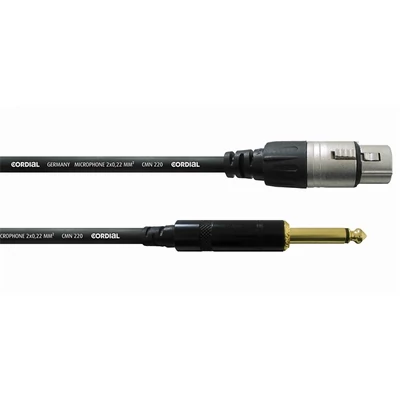 Cordial CCM 10 FP Microphone 10m fekete XLR anya - 6,3mm Jack apa kábel