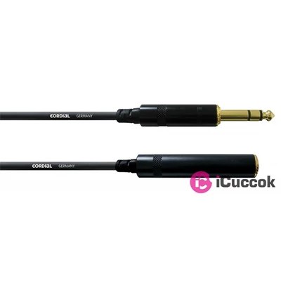Cordial CFM 5 VK Balanced Plug 5m fekete 6,3mm Jack anya - 6,3mm Jack apa kábel