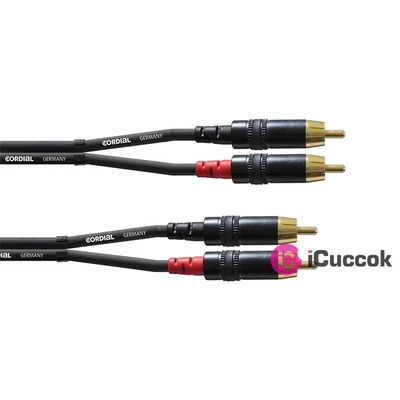 Cordial CFU 3 CC Unbalanced Twin 3m fekete 2x RCA apa - 2x RCA apa kábel