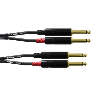 Cordial CFU 3 PP Unbalanced Twin 3m fekete 2x 6,3mm Jack apa - 2x 6,3mm Jack apa kábel