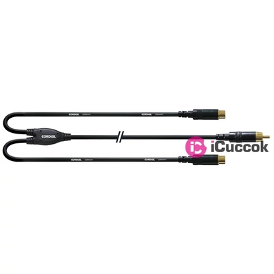 Cordial CFY 0.3 CEE Y-Adapter 0,3m fekete RCA apa - 2x RCA anya kábel