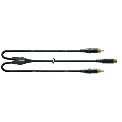 Cordial CFY 0.3 ECC Y-Adapter 0,3m fekete RCA anya - 2x RCA apa kábel