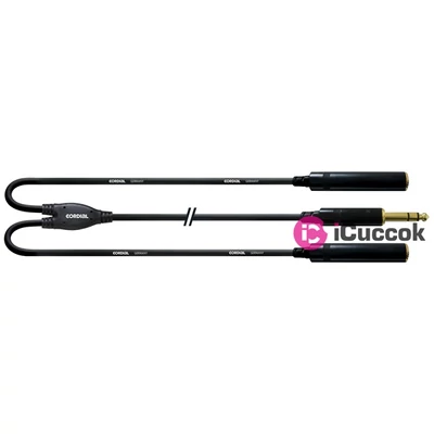 Cordial CFY 0.3 VKK Y-Adapter 0,3m fekete 6,3mm Jack apa - 2x 6,3mm Jack anya kábel