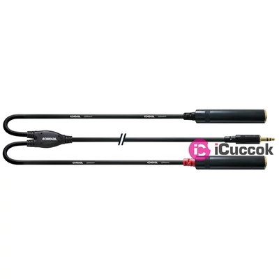 Cordial CFY 0.3 WGG Y-Adapter 0,3m fekete 3,5mm Jack apa - 2x 6,3mm Jack anya kábel