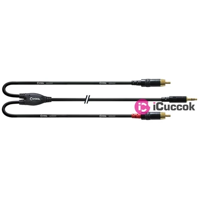 Cordial CFY 1.5 WCC Y-Adapter 1,5m fekete 3,5mm Jack apa - 2x RCA apa kábel