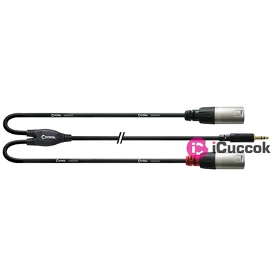Cordial CFY 1.8 WMM Y-Adapter 1,8m fekete 3,5mm Jack apa - 2x XLR apa kábel
