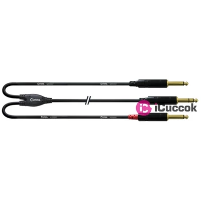 Cordial CFY 3 VPP Y-Adapter 3m fekete 6,3mm Jack apa - 2x 6,3mm Jack apa kábel
