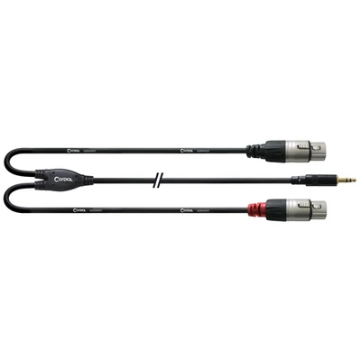 Cordial CFY 3 WFF Y-Adapter 3m fekete 3,5mm Jack apa - 2x XLR anya kábel