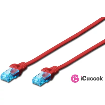 DIGITUS CAT5e U/UTP PVC 1m piros patch kábel