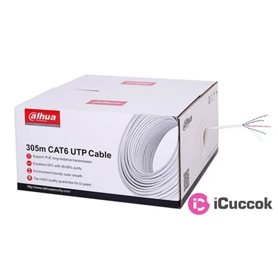 Dahua PFM923I-6UN-C 305m, réz, LSOH, árnyékolatlan, PoE támogatás hosszabb távon, Cat6 (U/UTP) fali kábel