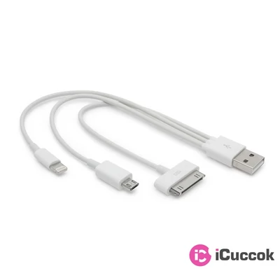 Delight USB 3in1 töltőkábel 20 cm-es fehér