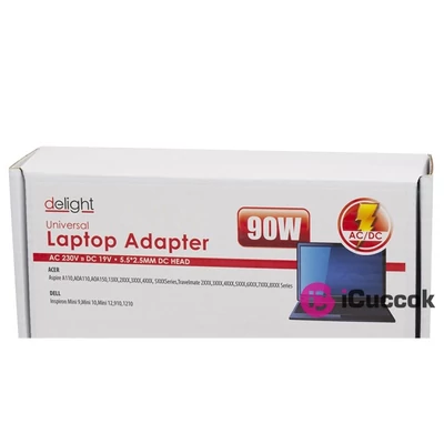 Delight Univerzális laptop/notebook töltő adapter tápkábellel