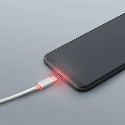 Delight LED fénnyel USB Type-C 1m fehér adatkábel