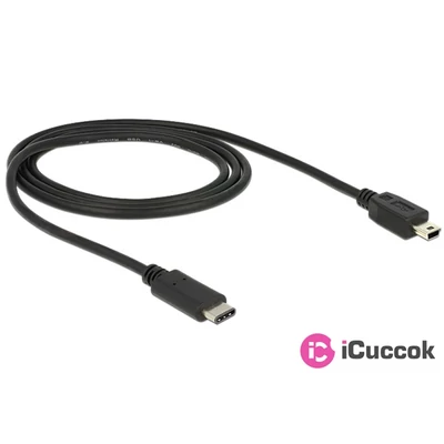 Delock 1m USB Type-C 2.0 apa - USB 2.0 mini-B típusú apa fekete kábel