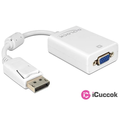 Delock 61766 fehér adapter displayport apa > VGA 15 pin anya