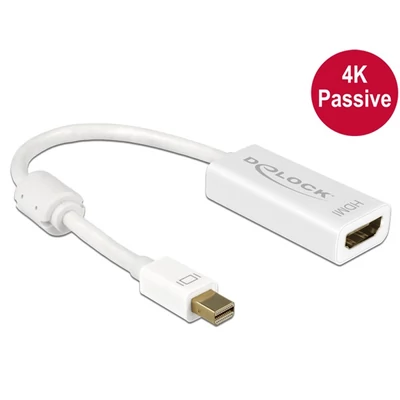 Delock 62614  mini Displayport 1.2 dugó > HDMI hüvely 4K passzív fehér adapter