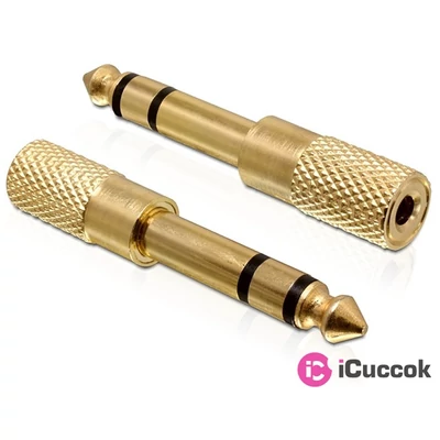Delock 65361 sztereó jack apa 6.35 mm > sztereó jack anya 3.5 mm 3 pin fém adapter