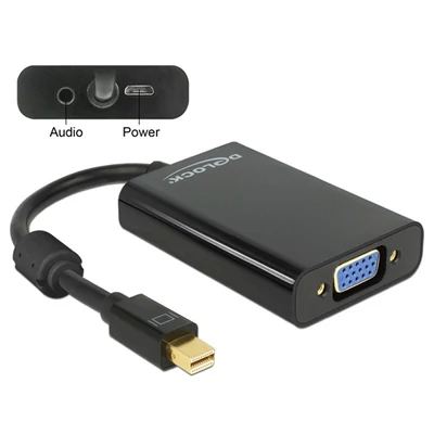 Delock 65598 fekete adapter mini displayport apa > VGA / Audió / tápfeszültség anya