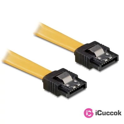 Delock 82481 SATA sárga egyenes/egyenes csatl. (fémlappal) 70 cm összekötő kábel