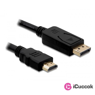 Delock 82587 2 méter Displayport 1.1 apa > HDMI apa passzív fekete kábel