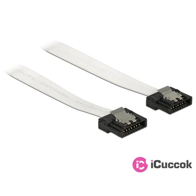 Delock 83831 SATA Flexi 6 Gb/s (fémlappal) 30 cm fehér összekötő kábel
