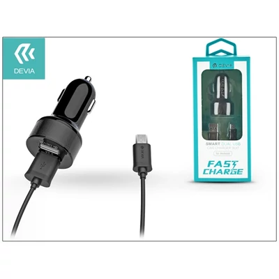 Devia ST301209 Smart 2,4A univerzális 2x USB szivargyújtós töltő + microUSB kábel