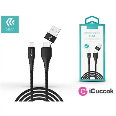 Devia ST309700 Storm 2in1 fekete lightning kábel