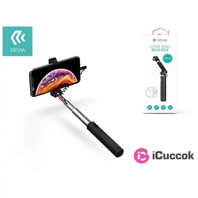 Devia ST324635 Devia Leisure Series- exponáló gombbal, Lighting csatlakozóval Apple iOS telefonokhoz/fekete szelfi bot